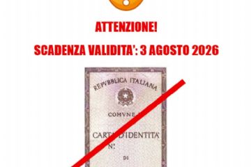 Avviso IMPORTANTE: SCADENZA VALIDITA&#39; Carta di identit&#224; cartacea